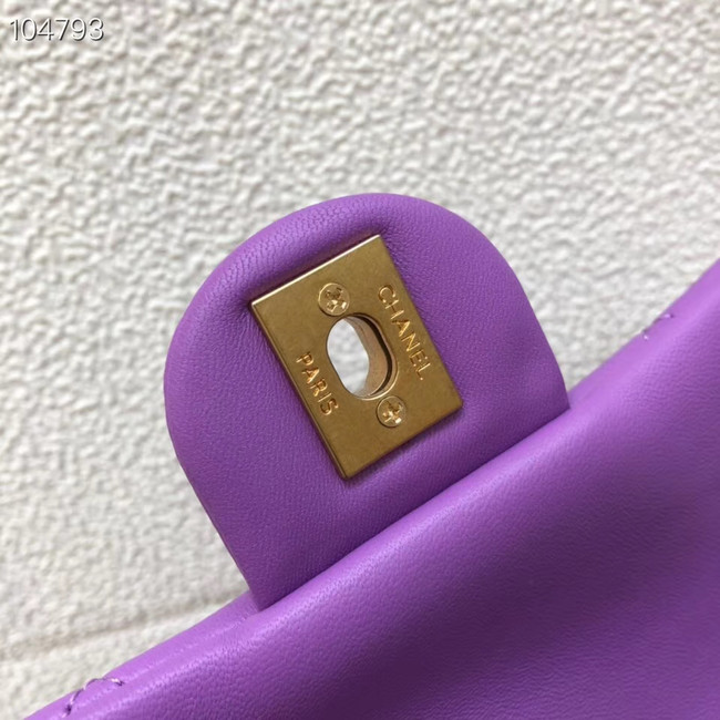 Chanel small flap bag Lambskin & Gold Metal AS1357 purple