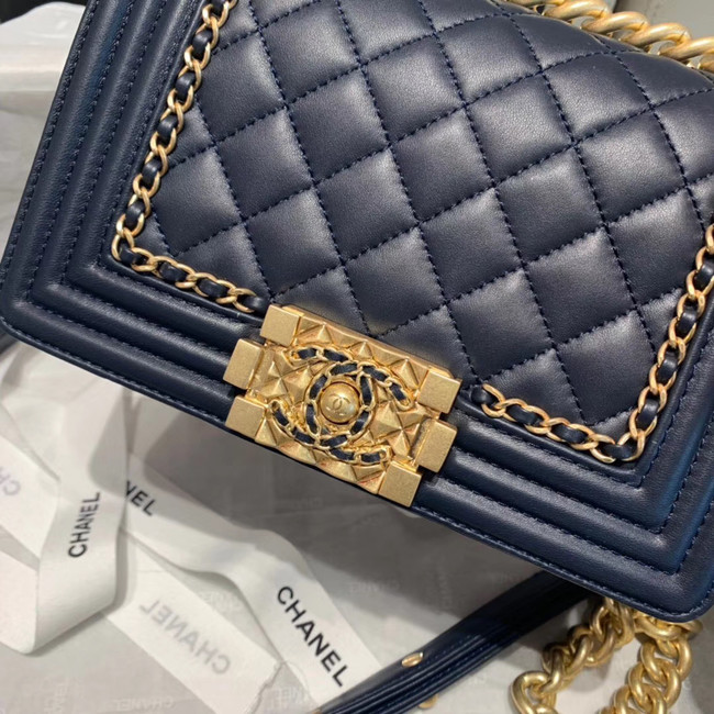 BOY CHANEL flap bag A67085 Navy Blue