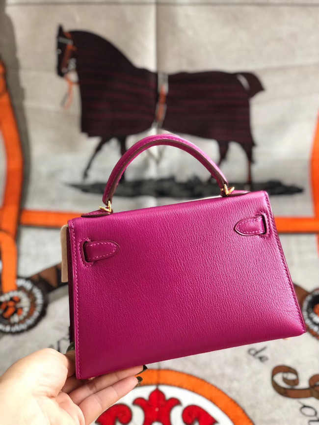 Hermes original mini Kelly chevre mysore K19CM rose&Gold Metal