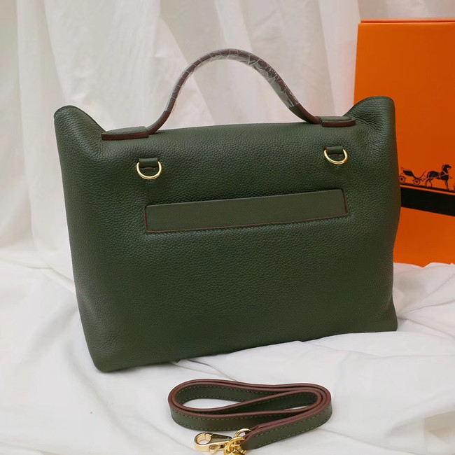 Hermes Kelly togo Leather Tote Bag H2424 Blackish green