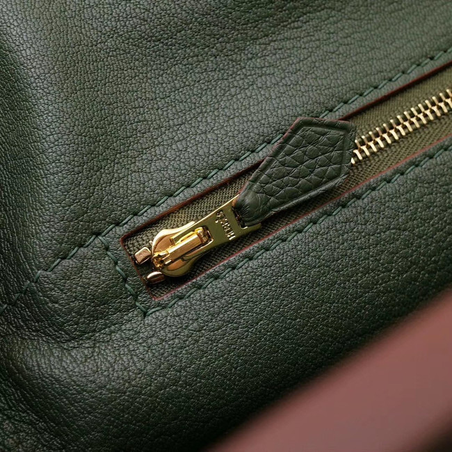 Hermes Kelly togo Leather Tote Bag H2424 Blackish green