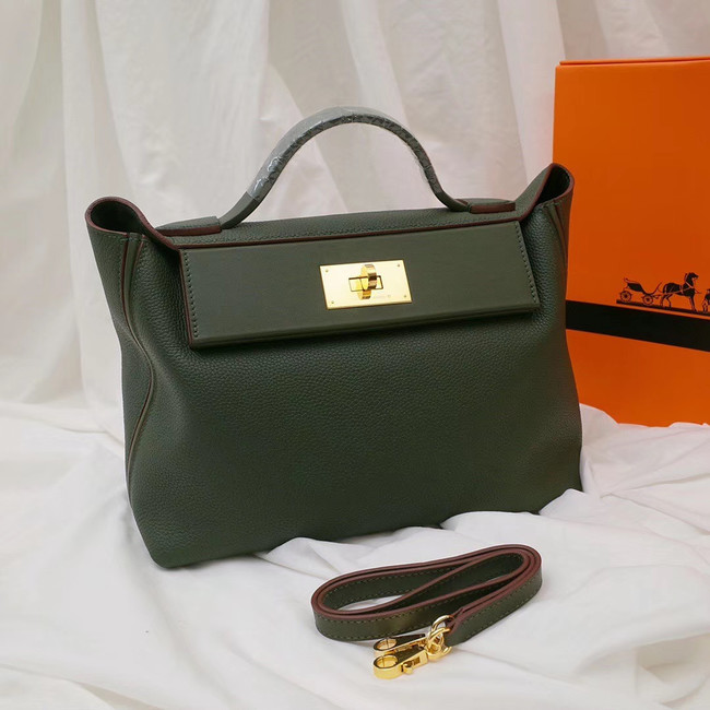 Hermes Kelly togo Leather Tote Bag H2424 Blackish green