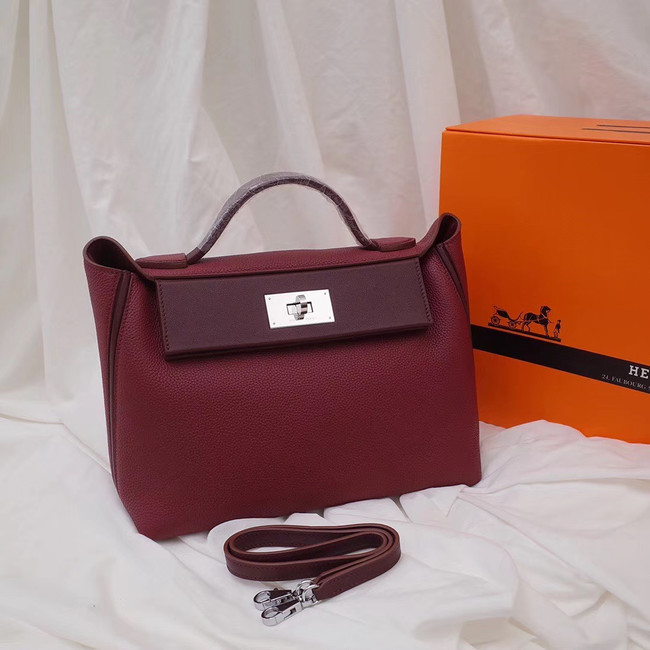 Hermes Kelly togo Leather Tote Bag H2424 Burgundy