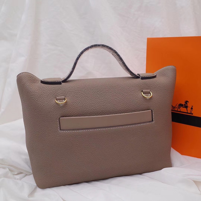 Hermes Kelly togo Leather Tote Bag H2424 grey