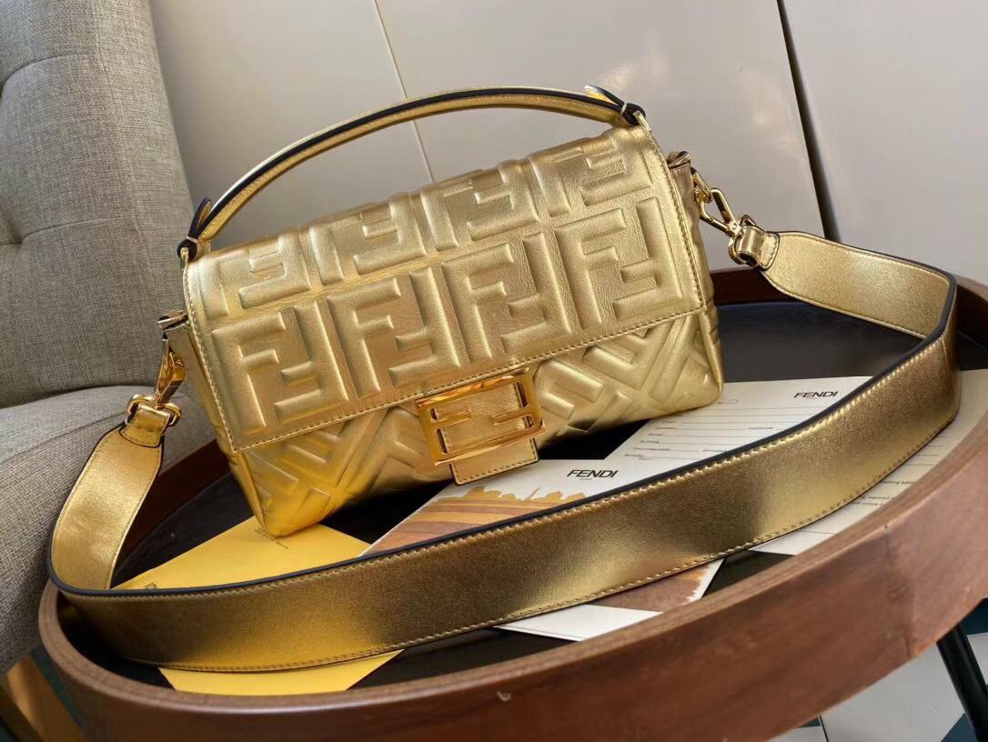 FENDI BAGUETTE large Shoulder Bag 8BR771A Gold