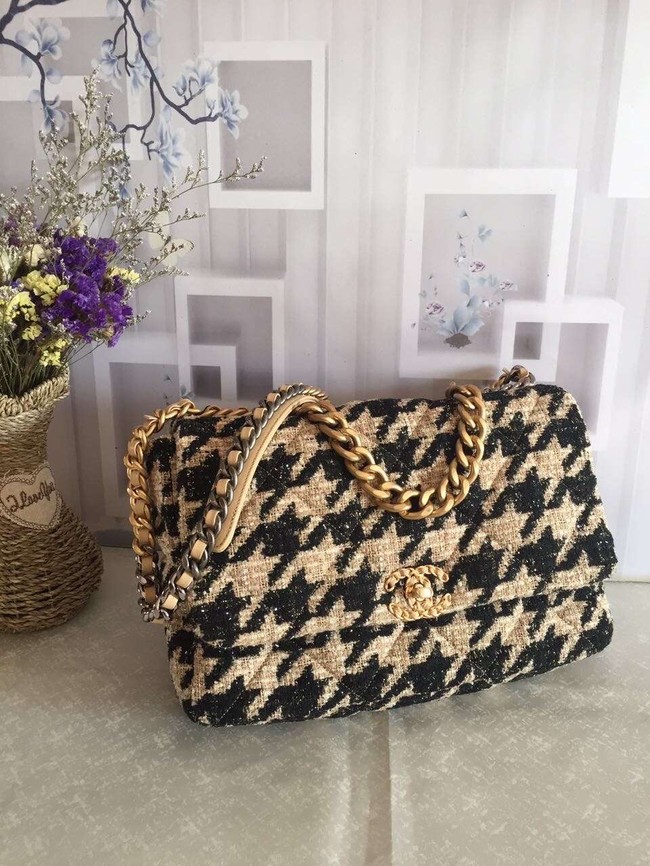 CHANEL 19 Flap Bag AS1162 apricot&black