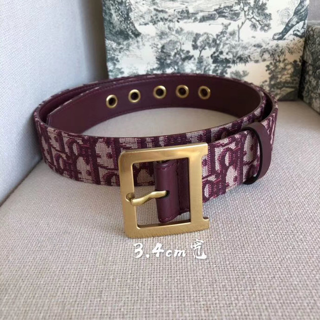 Dior Wide leather belt with 34 mm D4262 Burgundy