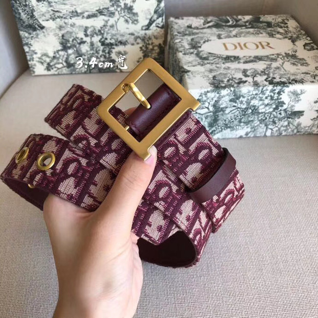 Dior Wide leather belt with 34 mm D4262 Burgundy