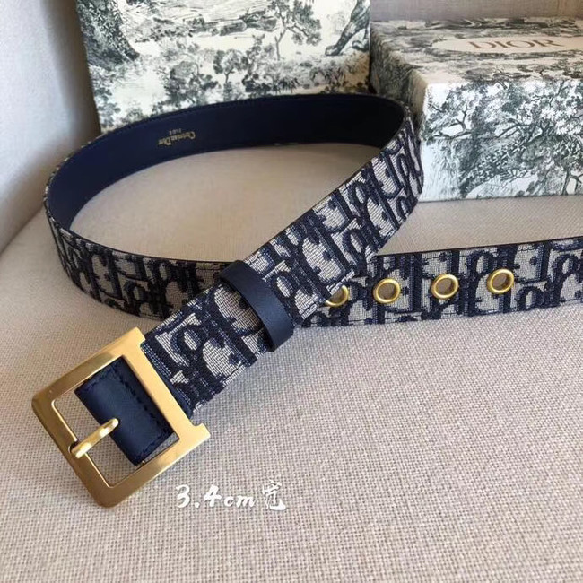 Dior Wide leather belt with 34 mm D4262 Royal Blue