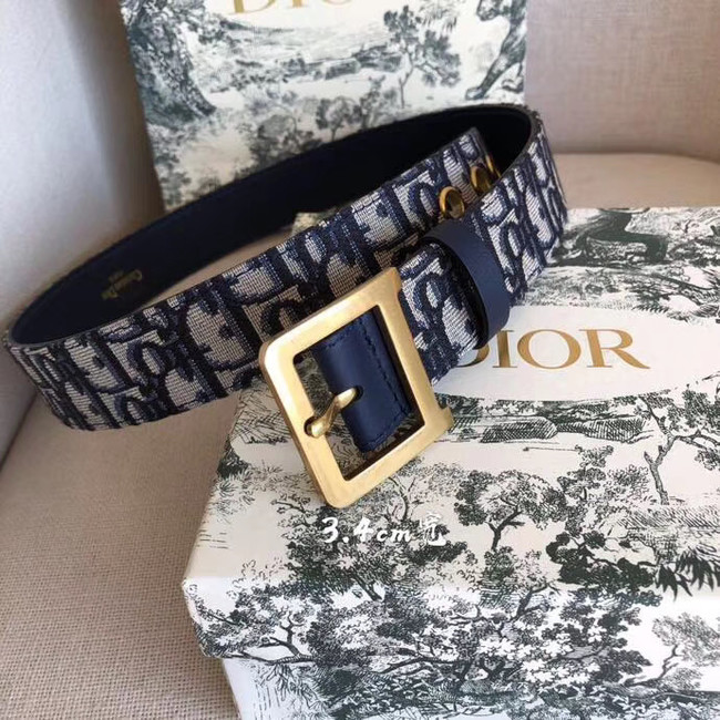 Dior Wide leather belt with 34 mm D4262 Royal Blue