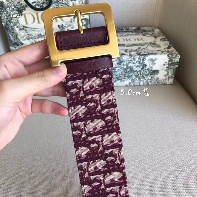 Dior Wide leather belt with 50 mm D4261 Burgundy