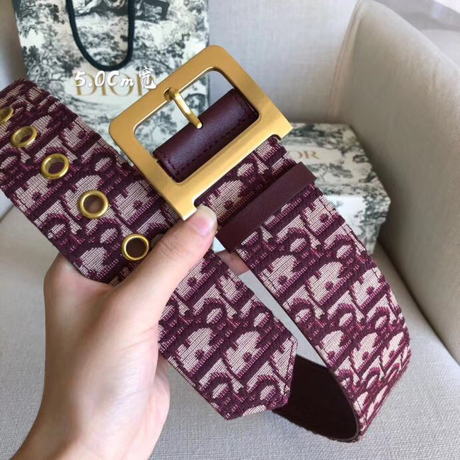 Dior Wide leather belt with 50 mm D4261 Burgundy