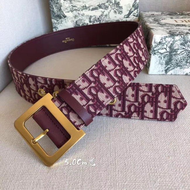 Dior Wide leather belt with 50 mm D4261 Burgundy