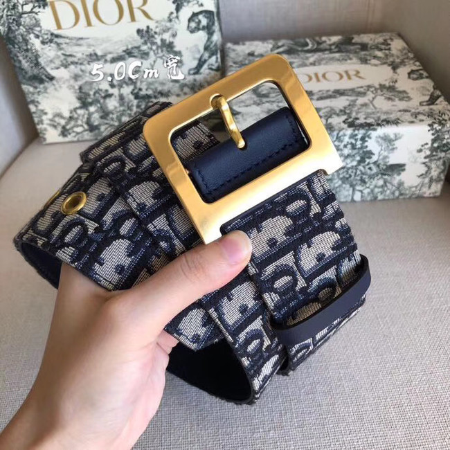 Dior Wide leather belt with 50 mm D4261 Royal Blue