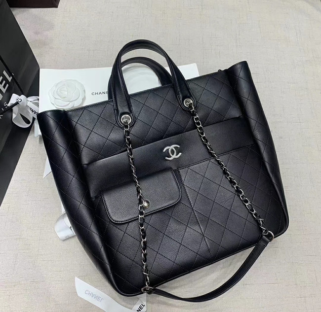 CHANEL Large zip shopping bag AS1299 black