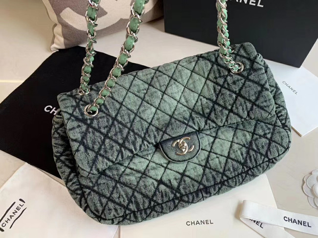 CHANEL Denim flap bag AS1112 green