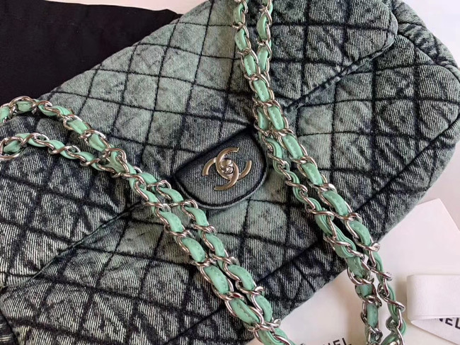 CHANEL Denim flap bag AS1113 green