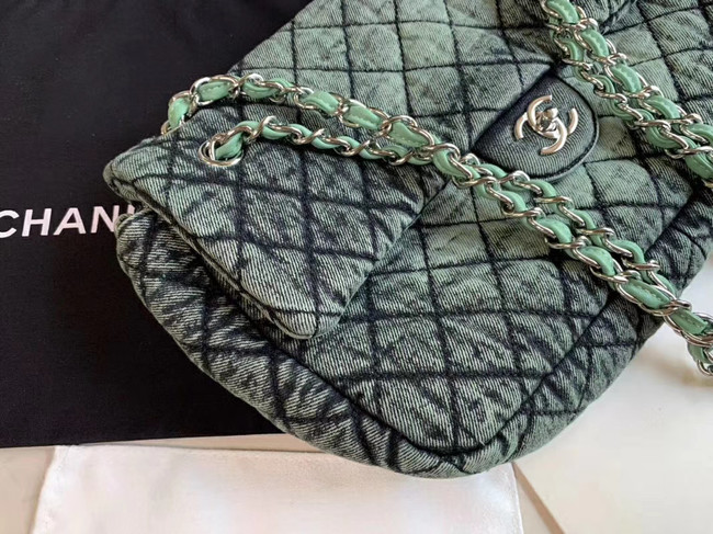 CHANEL Denim flap bag AS1113 green