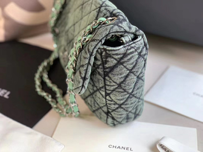 CHANEL Denim flap bag AS1113 green