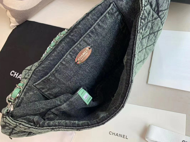 CHANEL Denim flap bag AS1113 green