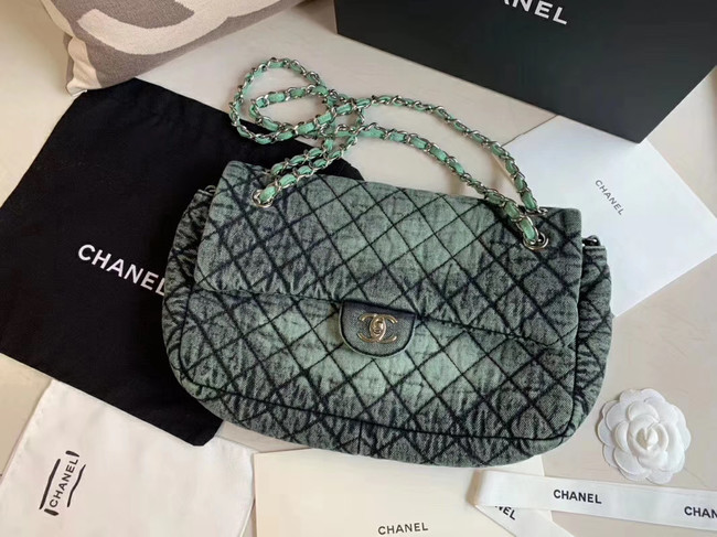 CHANEL Denim flap bag AS1113 green