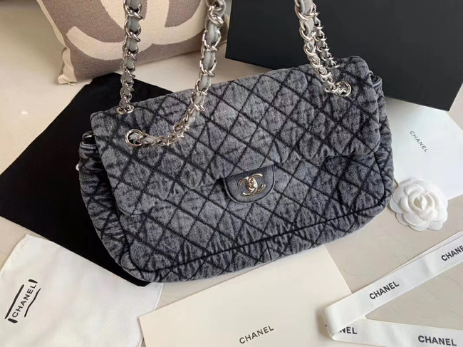 CHANEL Denim flap bag AS1112 grey