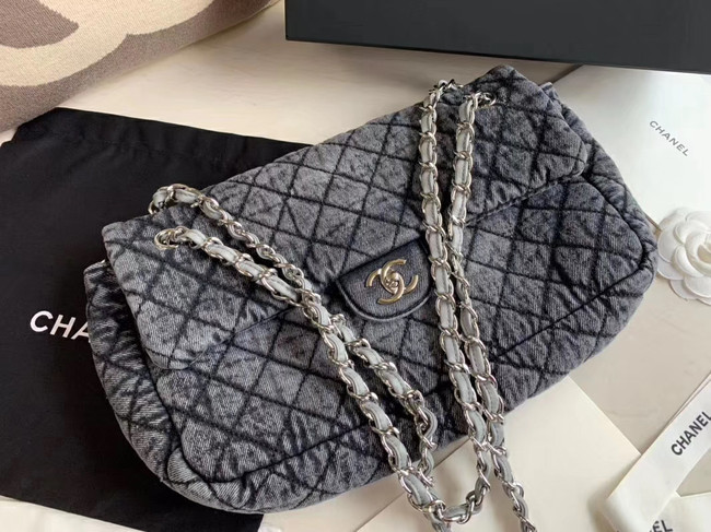 CHANEL Denim flap bag AS1113 grey