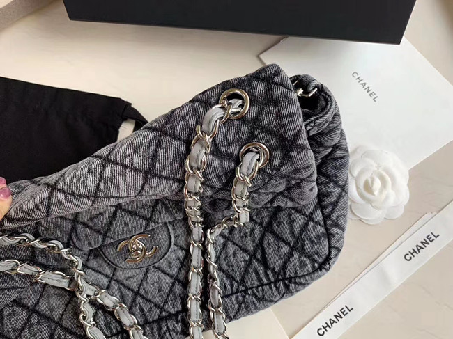 CHANEL Denim flap bag AS1113 grey