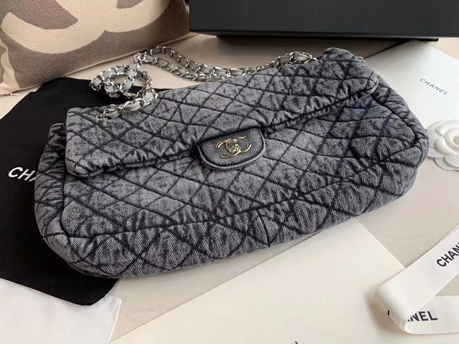 CHANEL Denim flap bag AS1113 grey