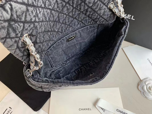 CHANEL Denim flap bag AS1113 grey