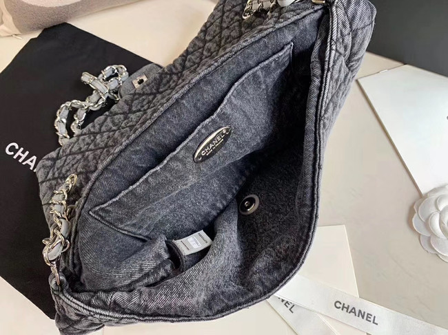 CHANEL Denim flap bag AS1113 grey