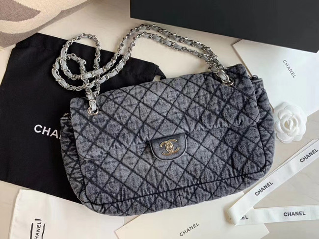 CHANEL Denim flap bag AS1113 grey