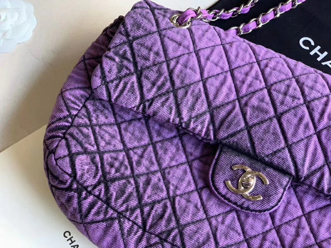 CHANEL Denim flap bag AS1112 purple