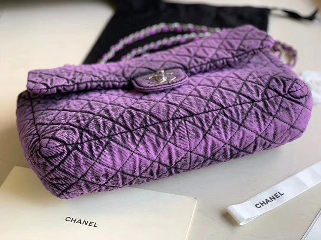 CHANEL Denim flap bag AS1113 purple