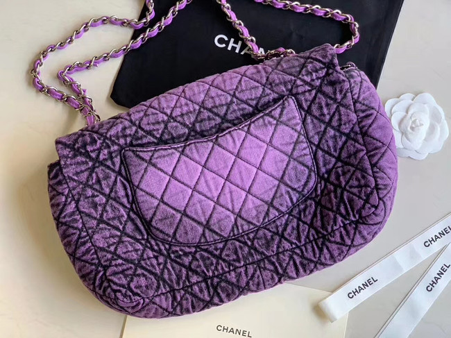 CHANEL Denim flap bag AS1113 purple