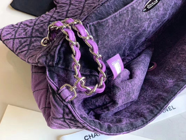 CHANEL Denim flap bag AS1112 purple