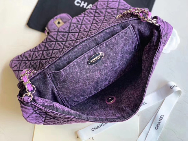 CHANEL Denim flap bag AS1113 purple