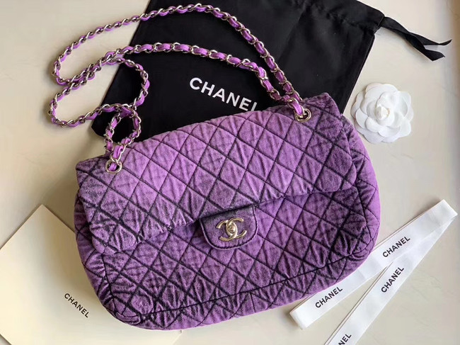 CHANEL Denim flap bag AS1113 purple