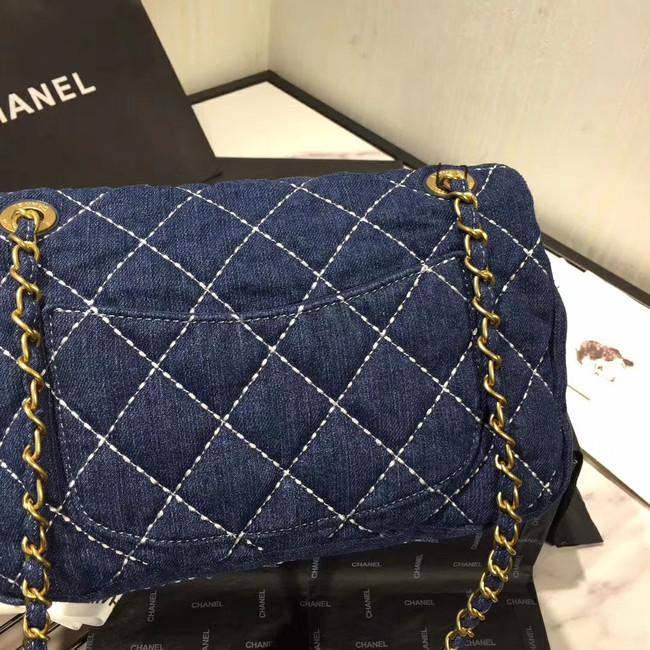 CHANEL Denim flap bag AS1328 blue