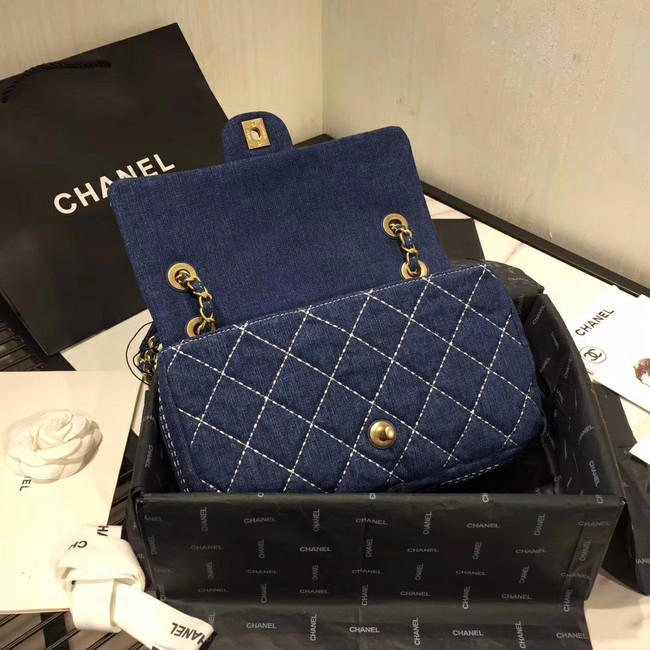 CHANEL Denim flap bag AS1328 blue