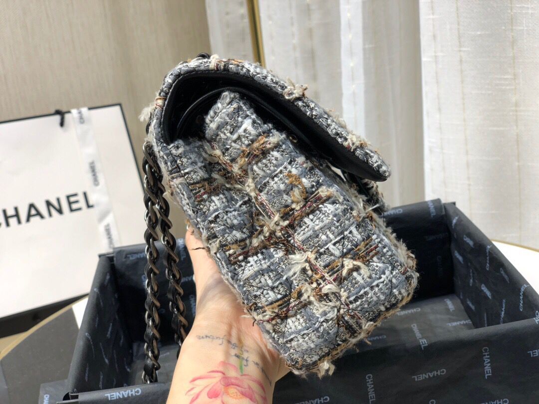 Chanel 2.55 Series Flap Bag Original Fabric A87011 Gray