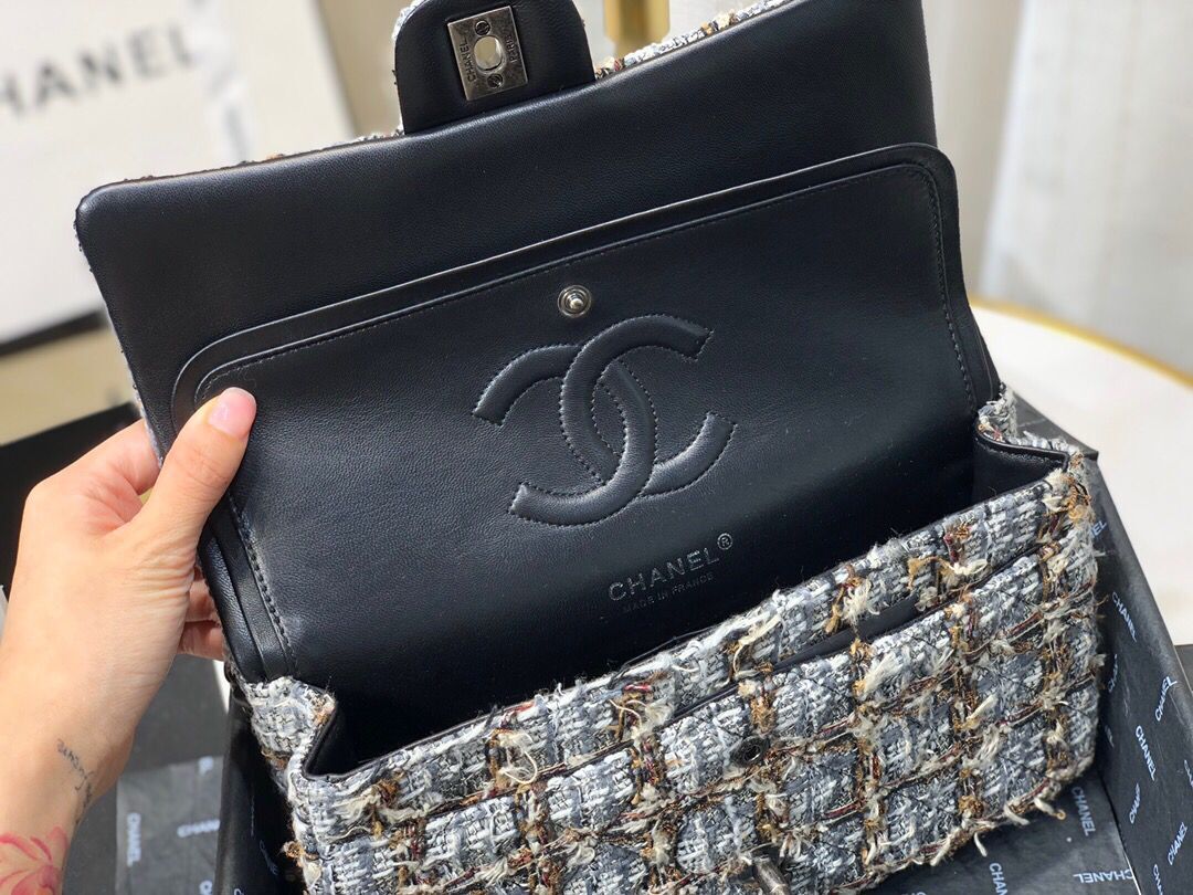 Chanel 2.55 Series Flap Bag Original Fabric A87011 Gray