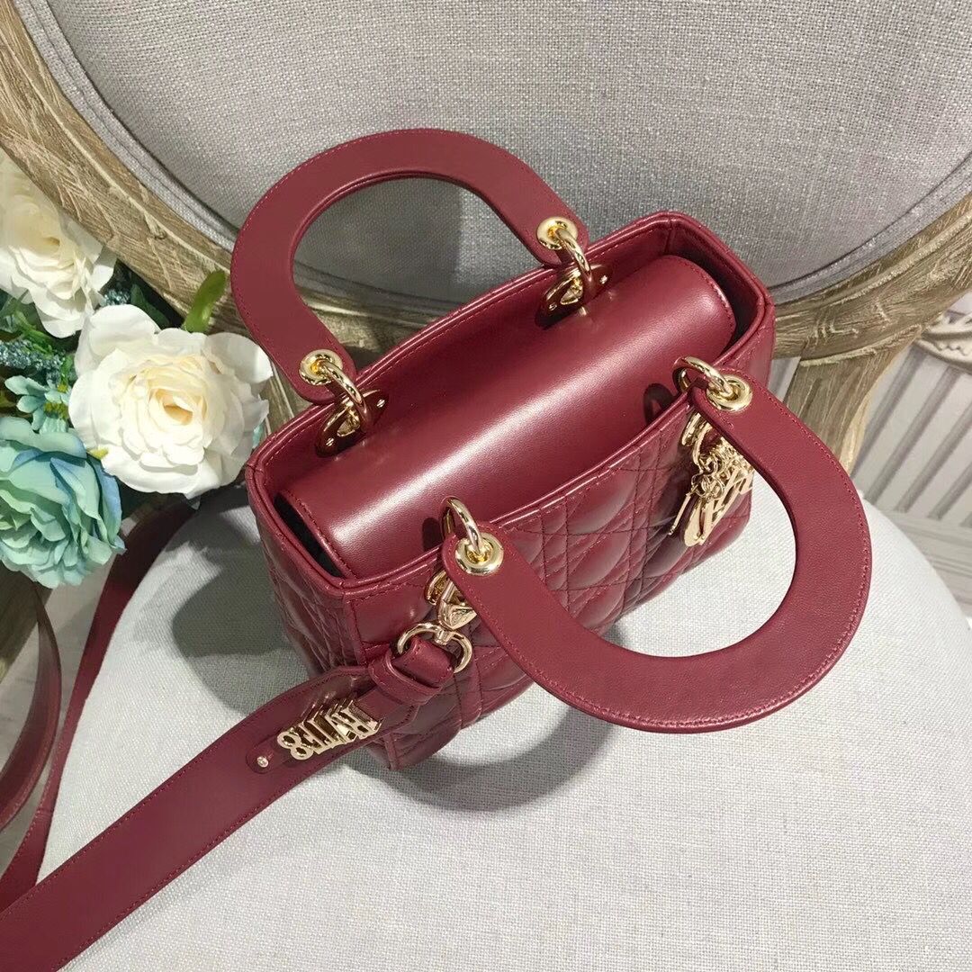 Dior LADY DIOR CALFSKIN BAG CD3891 Burgundy