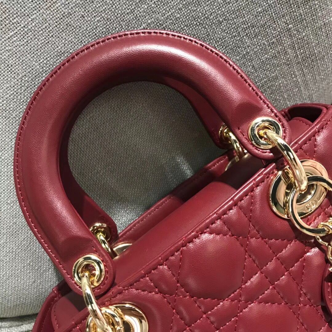 Dior LADY DIOR CALFSKIN BAG CD3891 Burgundy