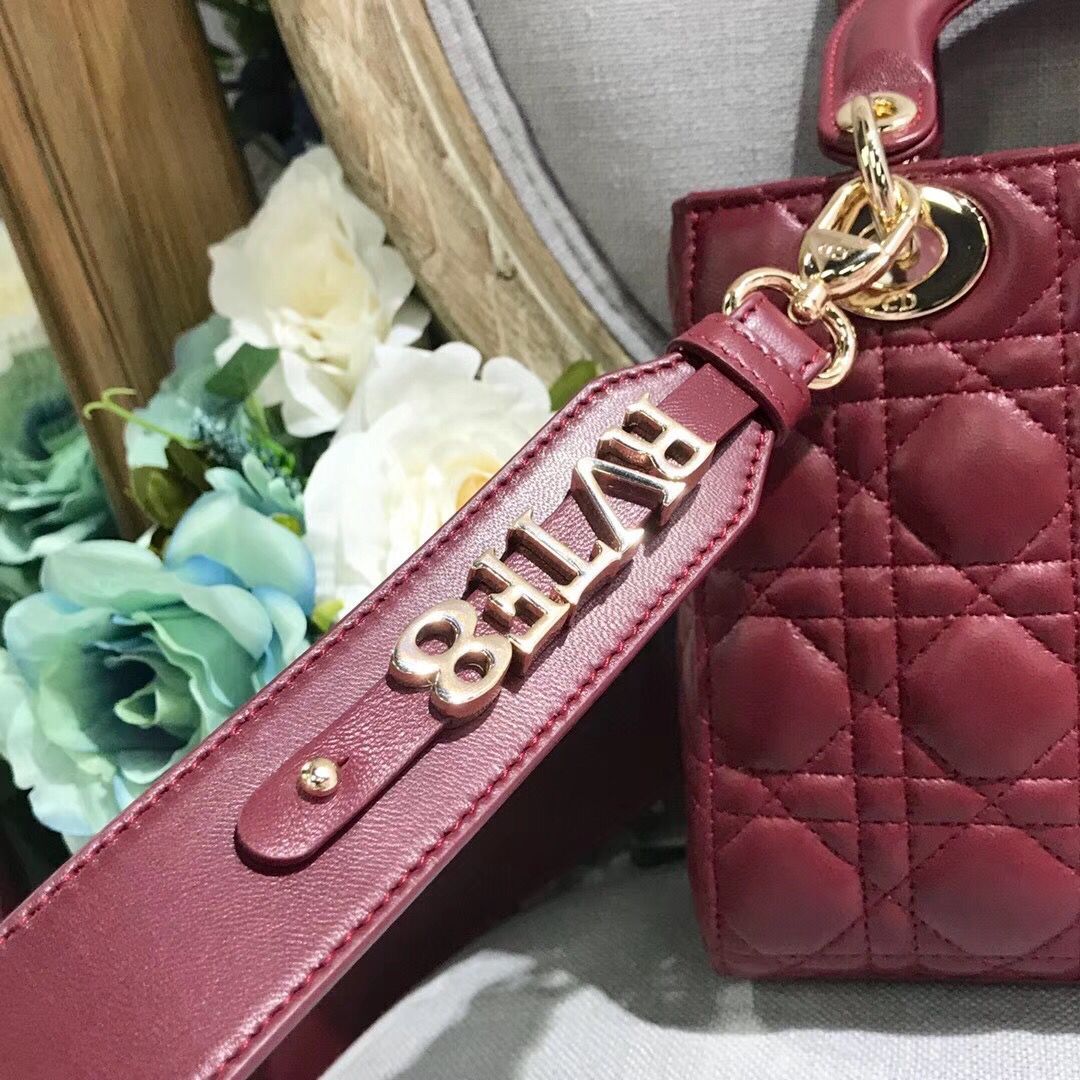 Dior LADY DIOR CALFSKIN BAG CD3891 Burgundy