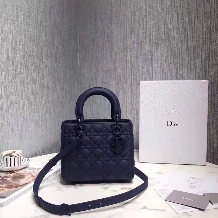 Dior LADY DIOR CALFSKIN BAG M0575 Dark Blue