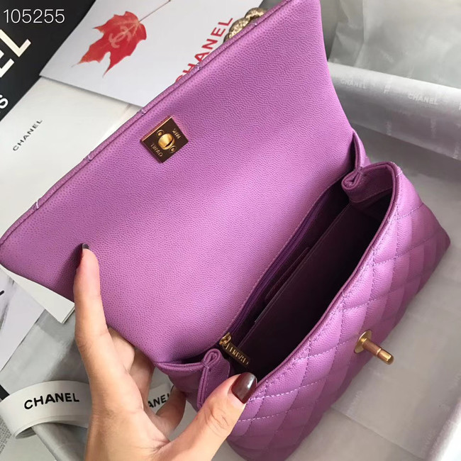 Chanel Small Flap Bag with Top Handle A92991 Purplish