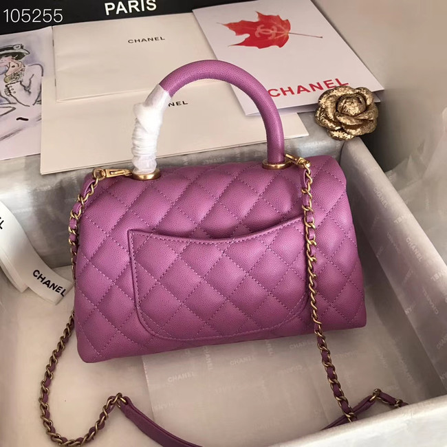 Chanel Small Flap Bag with Top Handle A92991 Purplish