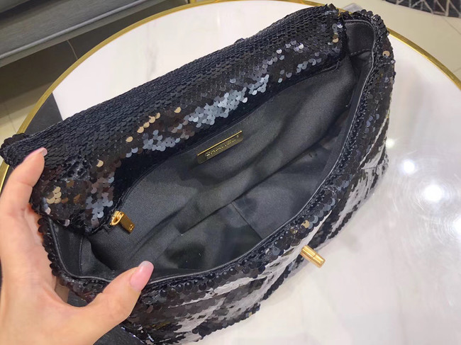 CHANEL 19 Flap Bag AS1160 Sequins black