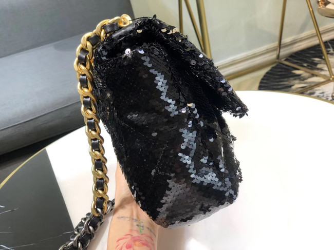 CHANEL 19 Flap Bag AS1160 Sequins black